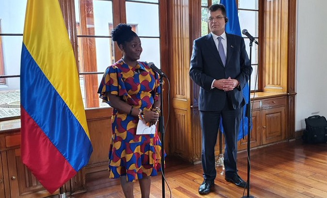 Colombia's VP Francia Marquez (L) & European Commissioner for Crisis Management Janez Lenarcic (R), Oct. 12, 2022.
