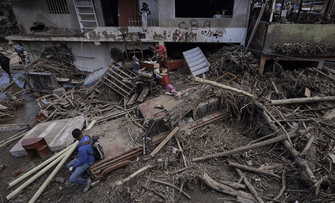 Debris left by the landslide in Las Tejerias, Venezuela, Oct. 14, 2022.
