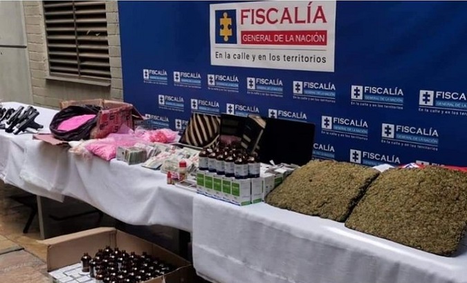 The Prosecutor's Office said 12 kilograms of 2-CB (pink cocaine) and 84 000 dollars in local and foreign currency, ten firearms and computers were seized. Oct. 19, 2022.
