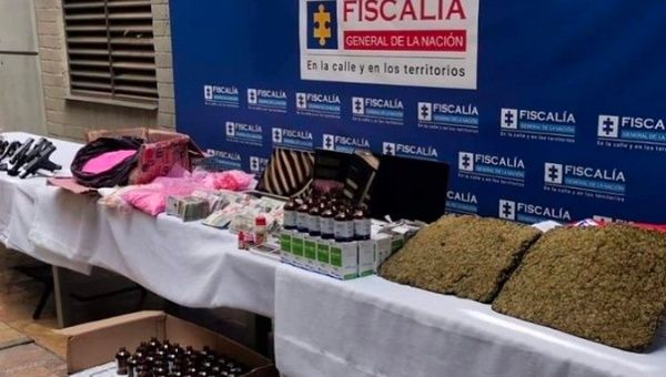 The Prosecutor's Office said 12 kilograms of 2-CB (pink cocaine) and 84 000 dollars in local and foreign currency, ten firearms and computers were seized. Oct. 19, 2022. 