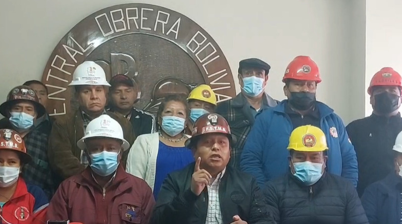 File photo of a press conference of the Bolivian Labor Union, Aug. 9, 2022.