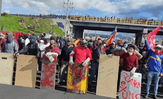 File photo of protests near Latacunga, Ecuador, 2022.