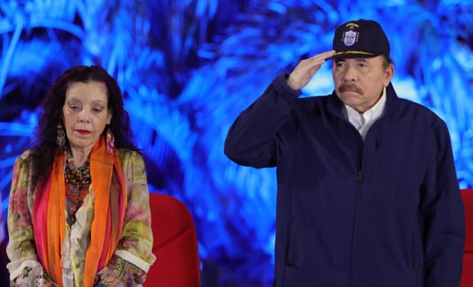 President Daniel Ortega (R) and Vice President Rosario Murillo, Oct. 27, 2022.