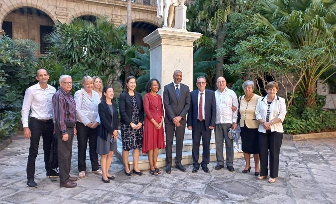 Both Cuban and U.S. delegations at the Palacio de Capitanes Generales, Havana, Cuba. Oct. 29, 2022.