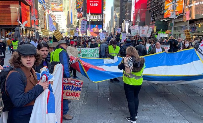 Rally in solidarity with the Cuban people, NYC, U.S., Oct. 29, 2022.