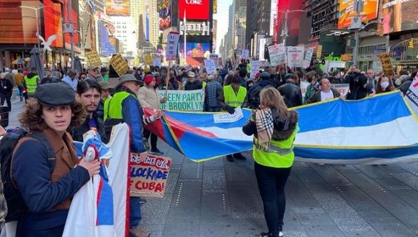 Rally in solidarity with the Cuban people, NYC, U.S., Oct. 29, 2022.