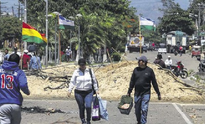 Roadblock in Santa Cruz, Bolivia, Nov. 2, 2022.