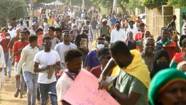 People protesting in Omdourman, Sudan, Oct. 21, 2022.