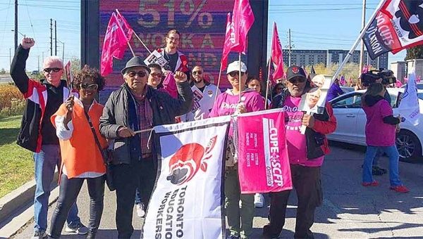 Striking education workers in the province of Ontario, Canada