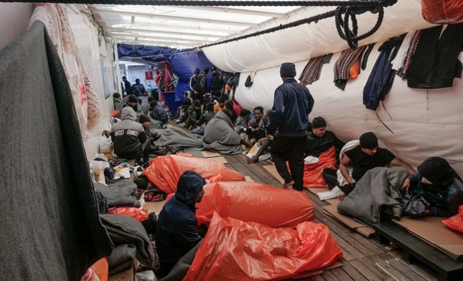 Migrants aboard the Ocean Viking, Nov. 8, 2022.