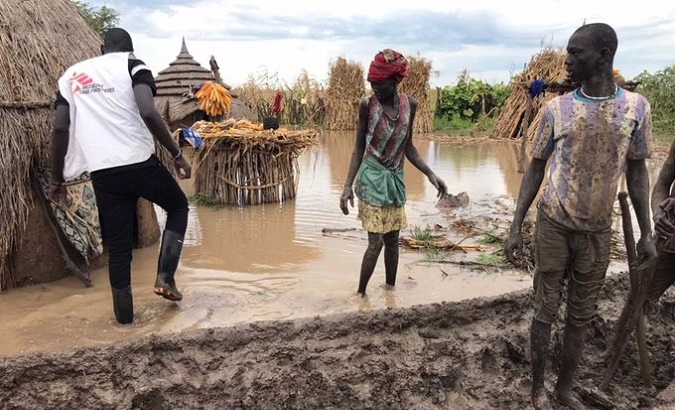 Doctors Without Borders in a flooded community in South Sudan.