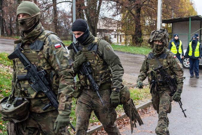 Polish Army soldiers and Polish Police during operational activities in Przewodow, Lublin Voivodeship, Poland, 16 November 2022.