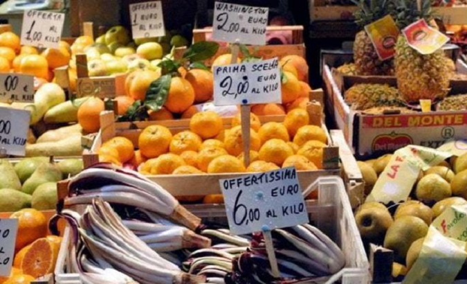 Food prices at an Italian retail market, Nov. 16, 2022.