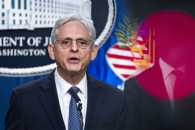US Attorney General Merrick Garland announces the appointment of a special counsel to oversee the Department of Justice's investigation into former President Donald Trump at the Department of Justice in Washington, DC, USA, 18 November 2022.