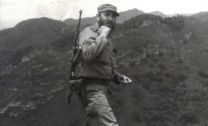 Fidel Castro during the M26 guerrilla fight in Sierra Maestra, Cuba, 1958.