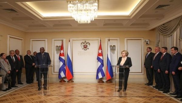 President of the National Assembly of Cuba Esteban Lazo Hernández met on Wednesday with the President of the Russian Federation Council Valentina Matvienko. Nov. 30, 2022. 