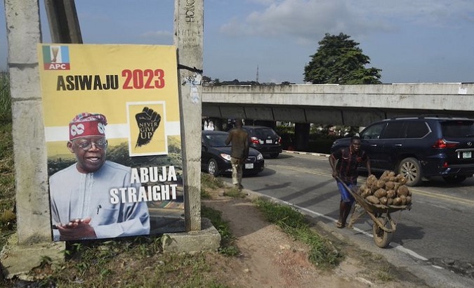 Political advertising in a Nigerian street, 2022.