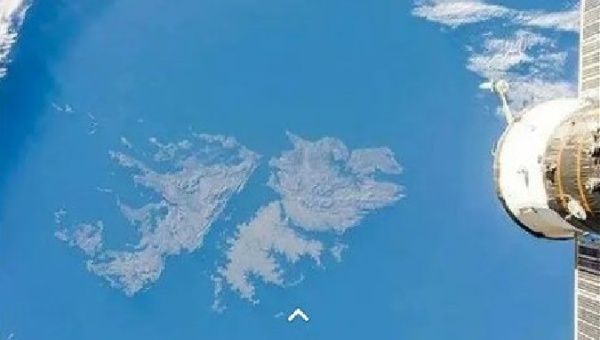 Satellite view of the Malvinas Islands.