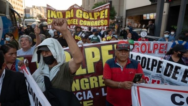 Pedro Castillo's supporters protest against 