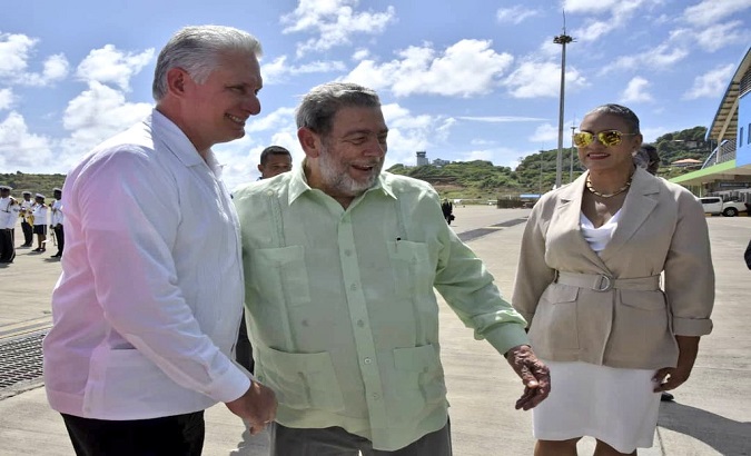 President Diaz-Canel arrived in the Caribbean island of St. Vincent and the Grenadines, the first stop on a tour that also includes the sister nations of Barbados and Grenada. Dec. 03, 2022.