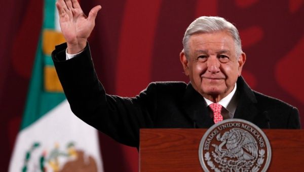 The President of Mexico, Andrés Manuel López Obrador, speaks during a press conference at the National Palace, in Mexico City