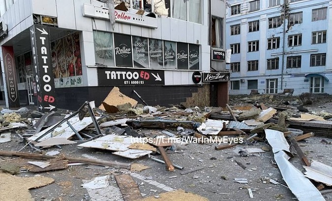 Damage caused by the Ukrainian shelling in Donetsk, Dec. 15, 2022.
