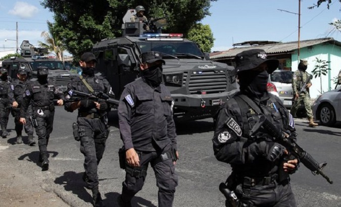 Soldiers patrol the streets of El Salvador, Dec. 14, 2022.