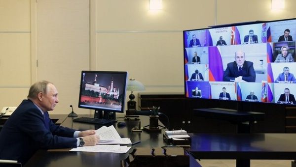 Russian President Vladimir Putin at a videoconference meeting of the Russian Council for Strategic Development and National Projects. Dec. 15, 2022. 