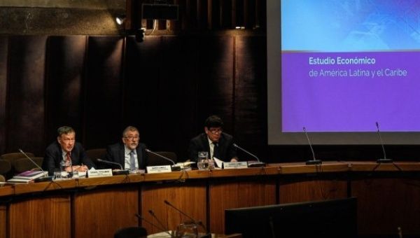 Photo taken on Aug. 23, 2022 shows the release of the annual Economic Survey of Latin America and the Caribbean 2022 by the Economic Commission for Latin America and the Caribbean (ECLAC) in Santiago, Chile.
