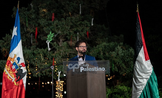 President Gabriel Boric at the Palestinian Club, Santiago, Chile, Dec. 21, 2022.