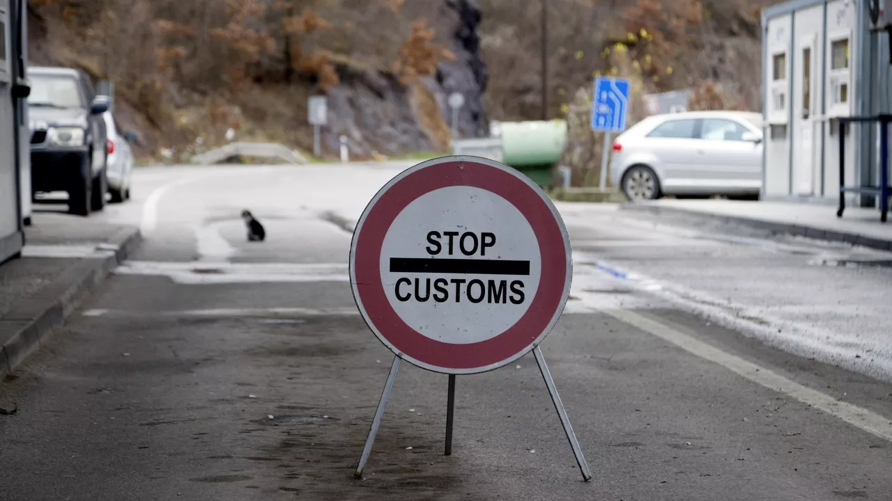Closed border crossing in Kosovo