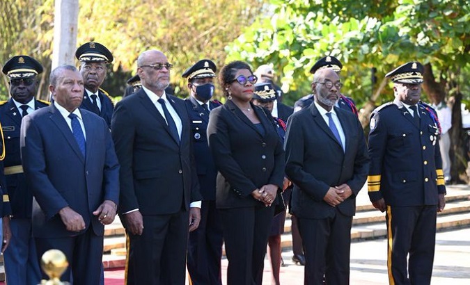 PM Ariel Henry (2L) and possible members of the transition council, Haiti, 2022.