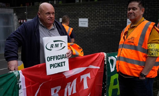 British rail workers on strike, Jan. 2, 2023.