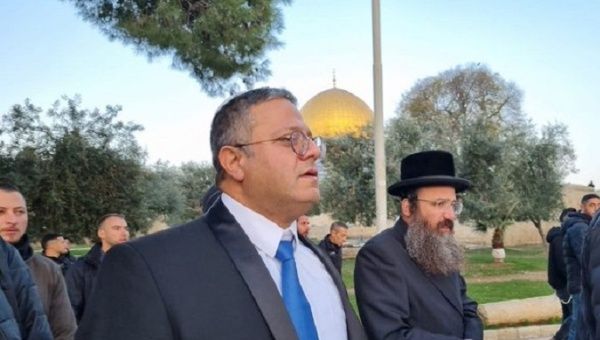 Israeli National Security Minister Itamar Ben Gvir (C), Jan. 3, 2023.