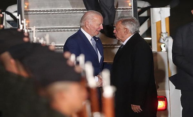 President Joe Biden (L) and President Andres Manuel Lopez Obrador (R), Mexico DF, Mexico, Jan. 8, 2023.
