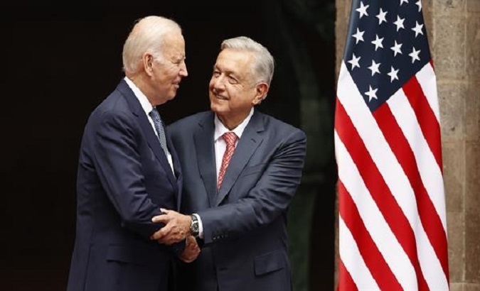 President Joe Biden (L) and President Andres Manuel Lopez Obrador (R), Mexico DF, Mexico, Jan. 9, 2023.