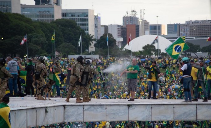 Bolsonarists storm public buildings in Brasilia, Brazil, Jan. 8, 2023.