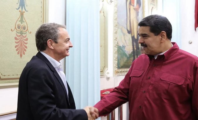 President Nicolas Maduro (R) and Spain's Former President Jose Rodriguez-Zapatero (L), Caracas, Venezuela.