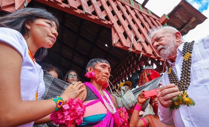 President Lula da Silva (R) visiting the Yanomani communities, Jan. 24, 2023.
