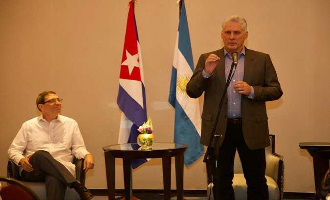 Cuba's Foreign Affairs Minister Bruno Rodriguez (L) and President Miguel Diaz-Canel (R), Buenos Aires, Argentina, January 2023.