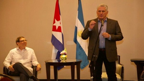 Cuba's Foreign Affairs Minister Bruno Rodriguez (L) and President Miguel Diaz-Canel (R), Buenos Aires, Argentina, January 2023.