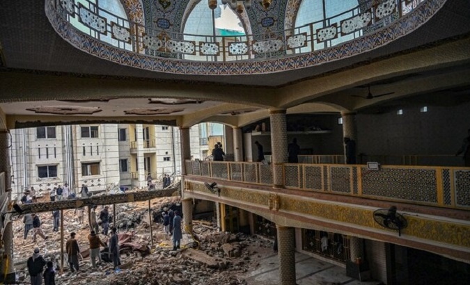 Aftermath of the explosion at a mosque, Peshawar, Pakistan, Feb. 2023.
