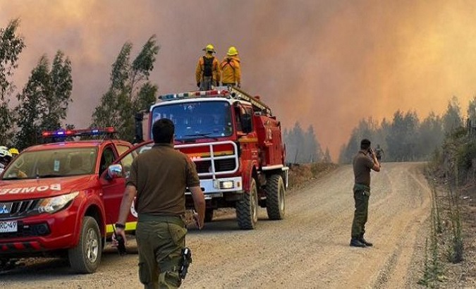 In the regions of BíoBío and Ñuble together, more than 7 000 hectares have been consumed by fire so far. Feb. 3, 2023.