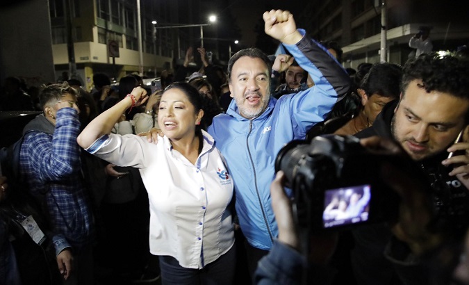 Winning candidates Paola Pabon (Pichincha Prefecture) and Pabel Muñoz (Quito Mayor), Feb. 5, 2023.