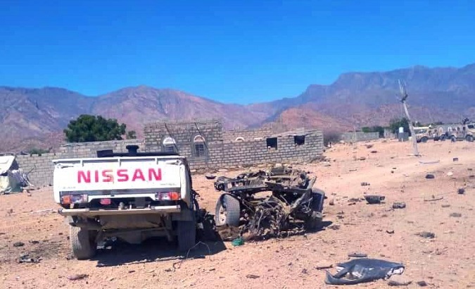 Vehicle destroyed by explosive device, Yemen, Feb. 8, 2023.