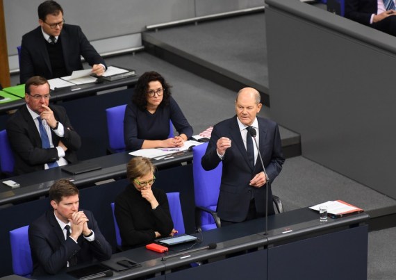 German Chancellor Olaf Scholz attends a question session of the Bundestag in Berlin, capital of Germany, Jan. 25, 2023.