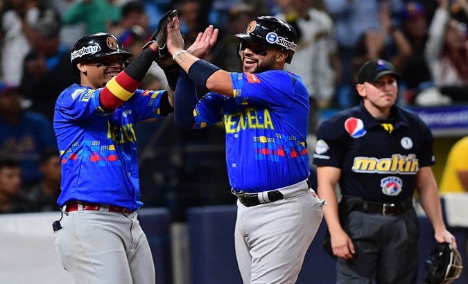 Members of the Venezuelan team in Caribbean Baseball Series, Caracas, Venezuela, February 2023.