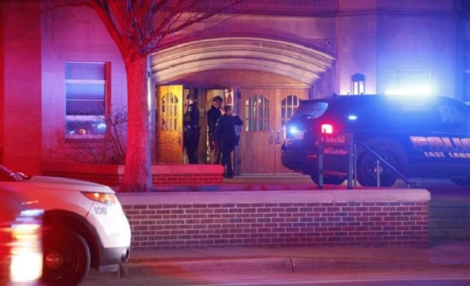 Police at the Michigan State University, Feb. 14, 2023.