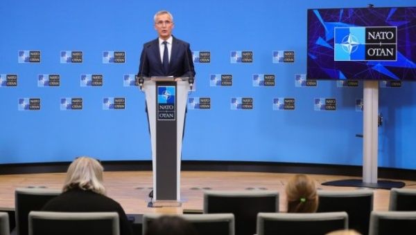 NATO Secretary General Jens Stoltenberg speaks during a press conference after the meeting of NATO Ministers of Defense in NATO headquarters in Brussels, Belgium, June 16, 2022.