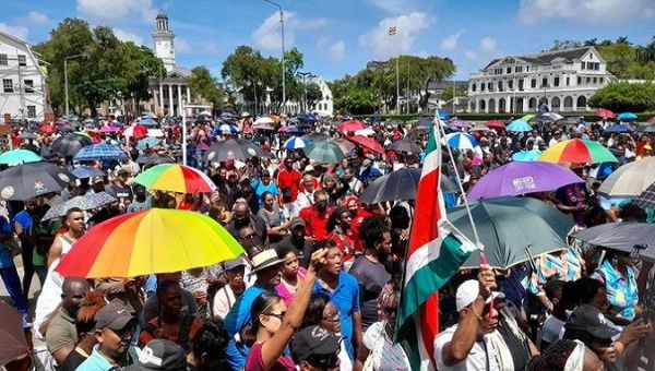 Citizens strike over high cost of living, Suriname, Feb. 17, 2023.